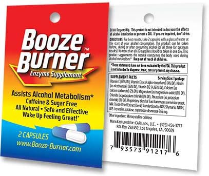 Booze Burner |12 Pack| Over-Indulgence-Prevention Ultimate Pre-Party-Supplement Hydration Great for Bachelorette Party Enjoy your wine, wake up fine. Help Reduce a possible Hangover
