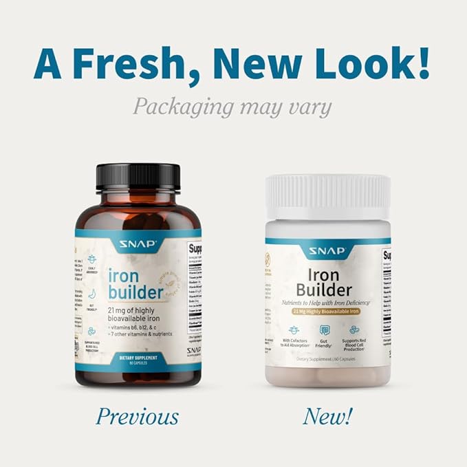 Natural Blood Builder Iron Supplements, 21mg Iron Pills to Increase Energy, Metabolism & Digestion, Absorbs Quickly Vitamins Organic Nutrients (60 Capsules)