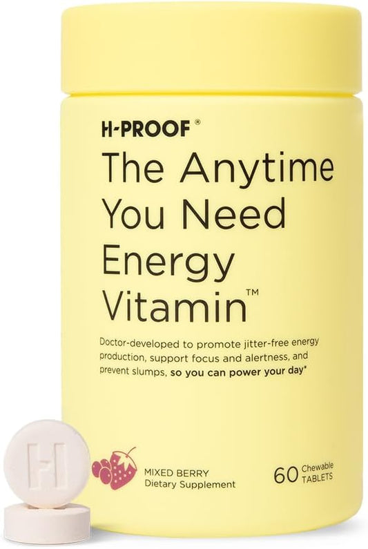 The Anytime You Need Energy Vitamin for Sustained Energy, Focus & Alertness with Jitter-Free Caffeine, 60 Chewable Energy Supplements (30 Servings), Mixed Berry