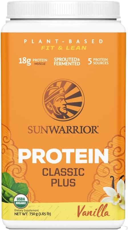 Sunwarrior Vegan Organic Protein Powder Plant-Based | 5 Superfood Quinoa Chia Seed Soy Free Dairy Free Gluten Free Synthetic Free Non-GMO | Vanilla 30 Servings | Classic Plus