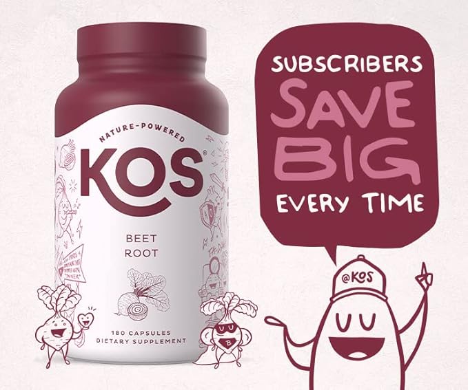 KOS Organic Beet Root Capsules 1500mg - Superfood Powder - Supports Healthy & Active Lifestyle - 180 Capsules