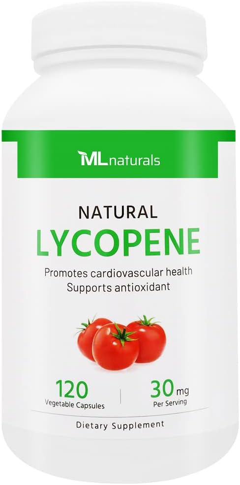 Natural Lycopene 30 mg 120 Vegetable Capsules. All-Natural from Tomatoes. Antioxidant & Immune Support, Cardiovascular Health & Prostate Health.