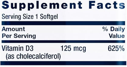 Life Extension Vegan Vitamin D3, Joint/Bone Health, Immune Support, Non-GMO, Gluten Free, 60 Count