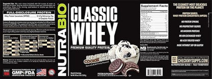 NutraBio Classic Whey Protein Powder- Full-Spectrum Amino Acid Profile - No Fillers, Artificial Colors, Preservatives - Low Glycemic Index - Ice Cream Cookie Dream, 5 Pounds
