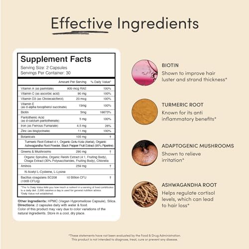 Jupiter Daily Scalp Essential - Hair Loss Supplement for Women & Men - Hair Vitamins for Flaky, Itchy, Oily, Dry Scalp - All-Natural, Plant-Based Ingredients for Thicker, Fuller Hair | 120 Capsules