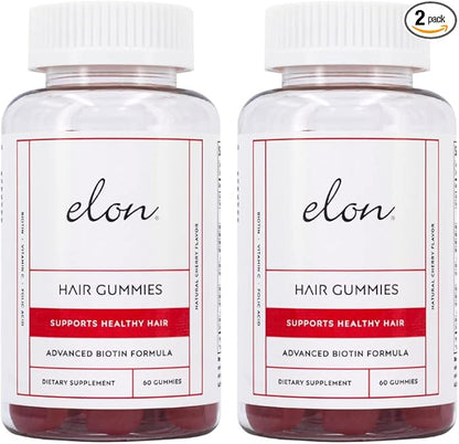 Elon Biotin Gummies (120 Count) – 5000 MCG Biotin Vitamins for Hair Skin and Nails - Cherry Biotin Chewable Vitamins to Nourish, Moisturize & Support Hair Growth – Hair Gummies for All Hair Types