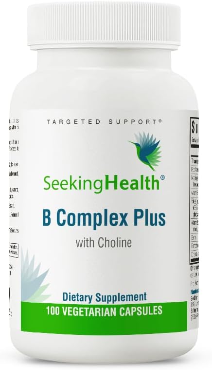 Seeking Health B Complex Plus - Vitamin B Complex Supplement with Choline & Riboflavin - Supports Brain Health, Digestion, & Energy - 100 Capsules