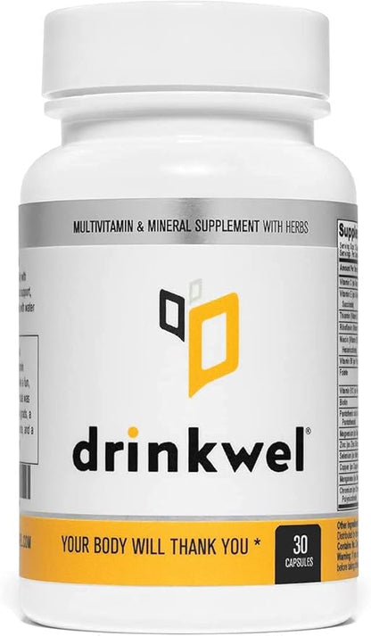 drinkwel Better Mornings - Premium Multivitamin Supplement - Liver Cleanse, Detox, Immune Support- Milk Thistle, Vitamin C, Zinc, Magnesium - 30 Count