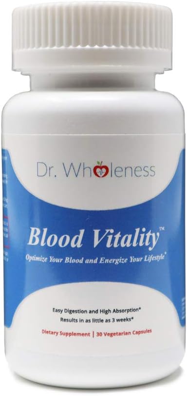 Dr. Wholeness Blood Vitality - Daily Iron Supplement and Multivitamin - Boost Ferritin and Energy, Most Effective Iron Supplement, High Potency, Non Constipating, No Nausea, and Bioavailable - 30 Caps