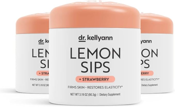 Dr. Kellyann Lemon Sips Citrus Drink Mix (21 Servings) – Strawberry Lemonade Flavor, Sugar-Free Detox, Hydrates Skin, 1 Pack