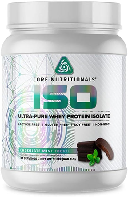 Core Nutritionals ISO, 100% Micro Filtered, Zero Artificial Fillers, 25g Whey Protein Isolate, 32 Servings (Mint Cookie)