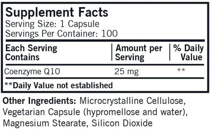 Kirkman Coenzyme Q10 25 mg - Hypoallergenic || 100 Vegetarian Capsules || CoQ10 || Supports Immune System || Gluten and Casein Free || Capsules are Plant Based