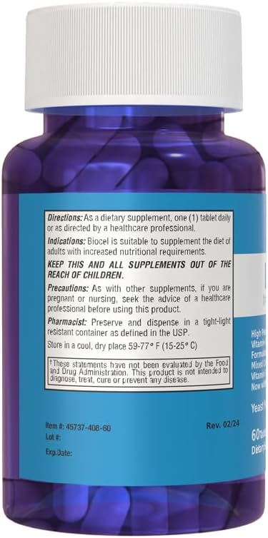 Biocel High Potency Multivitamin & Mineral Supplement – Comprehensive Daily Vitamin Formula with Antioxidants, Vitamin E, C, and D3 – Yeast-Free, 60 Tablets