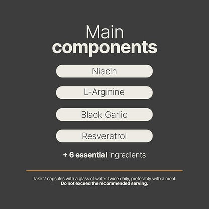 Butcher’s Broom, Horse Chestnut, L-Arginine and Resveratrol, Circulation Complex | 180 Caps - 45 Days | Made in USA by B Life. (CirculationUSA)