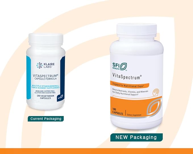 Klaire Labs VitaSpectrum Capsules - Multivitamin & Multimineral for Kids with 28 Essential Nutrients Including Folate, B12, B6, Antioxidants, Vitamin E & D3 - No Copper or Iron, Gluten-Free (180ct)