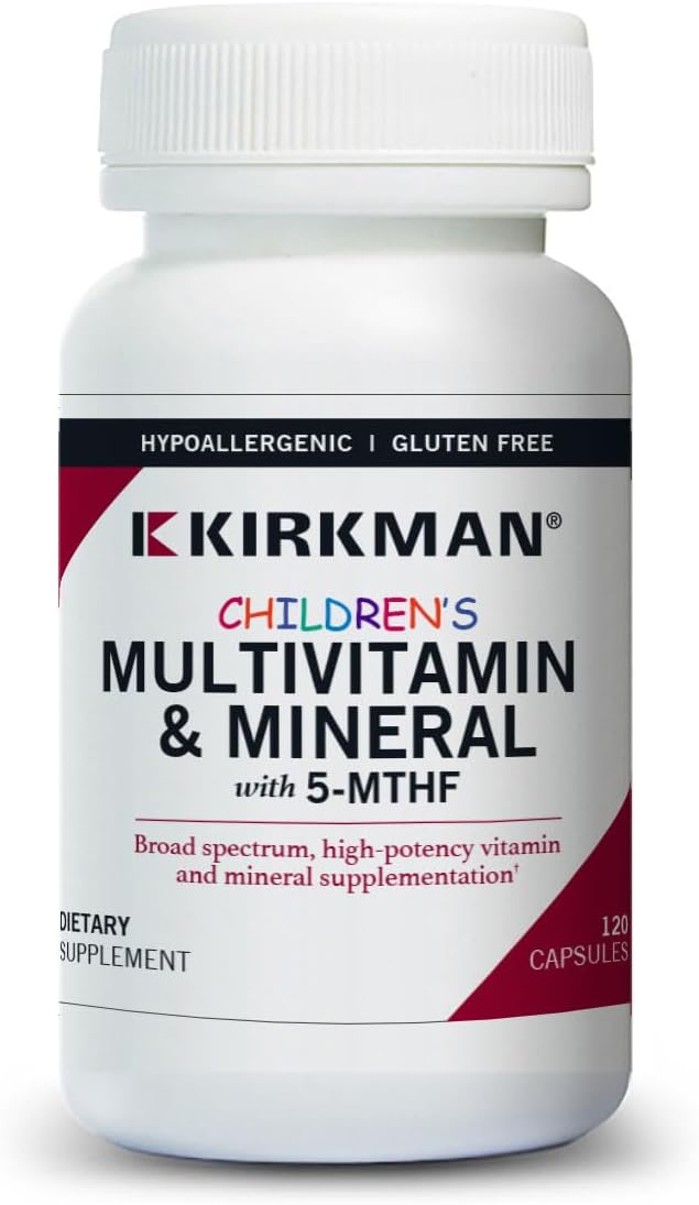 Kirkman - Children's Multivitamin & Mineral - 120 Capsules - with 5-MTHF - Potent Broad Spectrum Vitamin/Mineral Supplement - Hypoallergenic