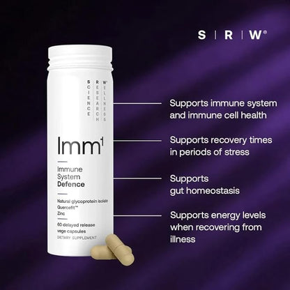 SRW Imm¹ Defence | Supports Immune System Health | 60 Vege Capsules | Supplement for Immune Response | Contains Natural Glycoprotein Isolate (Muno-IgY™) and Quercetin