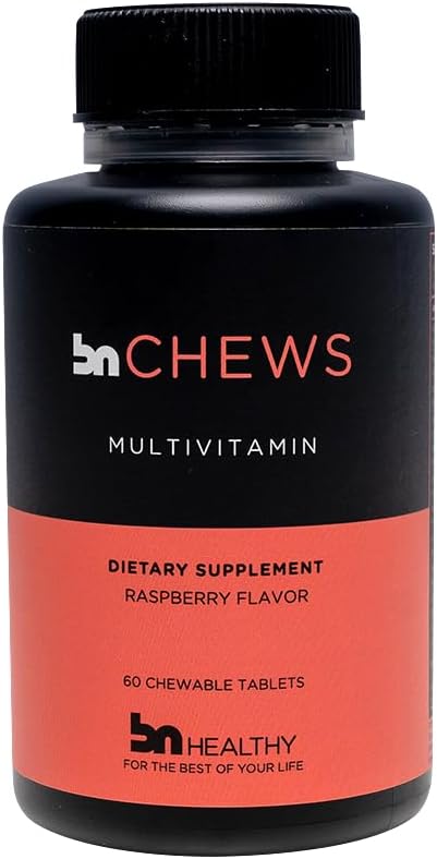 BN Chews Raspberry - Bariatric Multivitamin Chewable with 26 Essential Nutrients: Vitamins A, B6, B12, C, D3, 45 mg Iron & Calcium, Supports Men & Women Health, 60 Count, 30(60) Days Supply