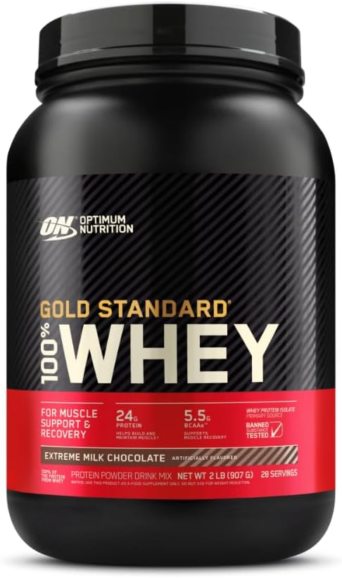 Optimum Nutrition Gold Standard 100% Whey Protein Powder, Extreme Milk Chocolate, 2 Pound (Pack of 1) (Packaging May Vary)