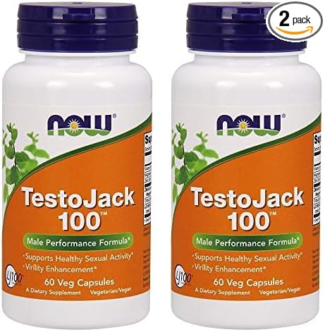 NOW Supplements, TestoJack™ 100 with LJ100®, a Potent standardized Extract of Tongkat Ali (Eurycoma longifolia), Tribulus and ZMA®, 60 Veg Capsules (Pack of 2)