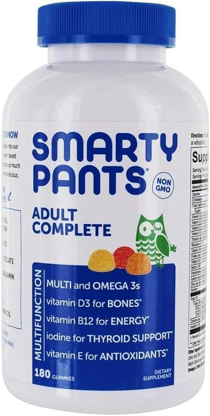 Adult Complete Daily Gummy Vitamins: Gluten Free, Multivitamin & Omega 3 DHA/EPA Fish Oil, Methyl B12, Vitamin D3, Non-GMO, 180 Count (30 Day Supply)