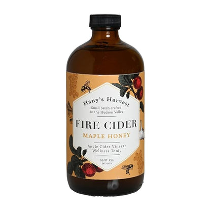Hany's Harvest Maple Honey Fire Cider – 16 fl oz Glass Bottle | All-Natural, Small-Batch, Handcrafted, Non-GMO, Gluten-Free, Immune & Digestive Support