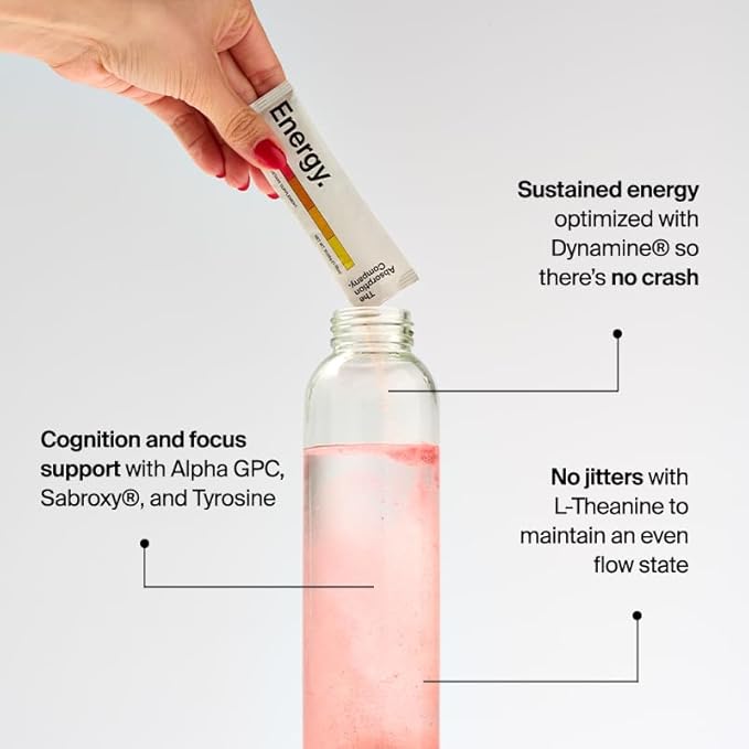 Energy Drink Powder Mix Packets - Clean Energy Booster for Fatigue with 150mg Natural Caffeine Powder and Liposomal Immune Support - Fruit Punch Flavor 7 Sticks