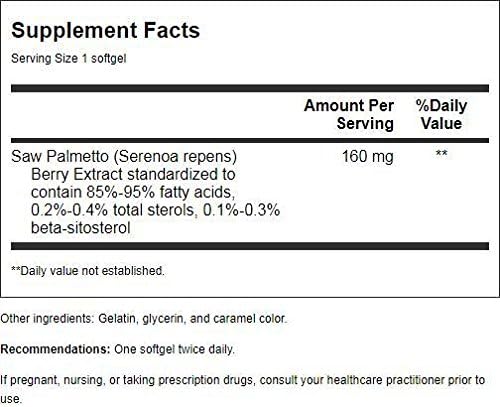 Nature's Way Saw Palmetto Premium Extract, Prostate Health Support for Men*, 160 mg per Serving, 120 Softgels (Packaging May Vary)