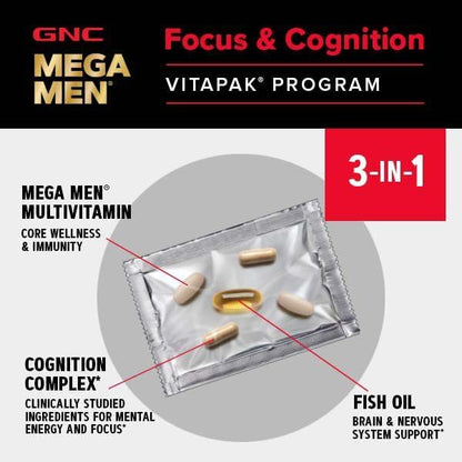 GNC Mega Men Focus & Cognition Vitapak Program | 30 Servings