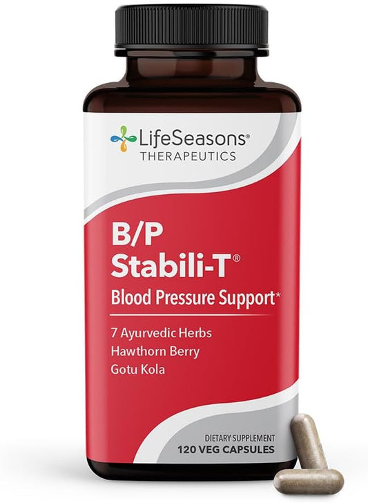 LifeSeasons B/P Stabili-T - Blood Pressure Support - Vitamin Supplement for Healthy Heart & Blood Circulation - Ashwagandha, Arjuna, Gotu Kola & Hawthorn Berry - 120 Capsules