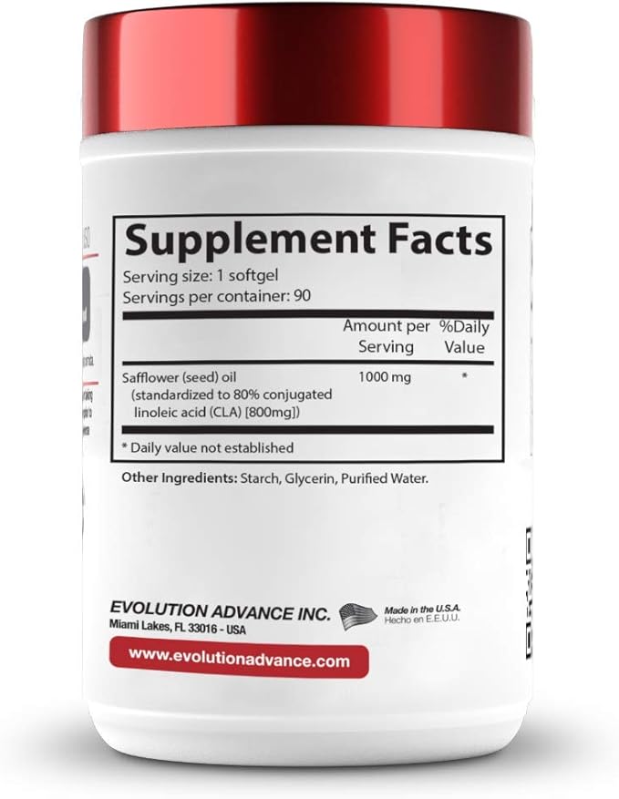 Evolution Advance Sport Nutrition CLA Fit, 800 mg – Safflower Conjugated Linoleic Acid Supplement, Support Lean Muscle Mass, Promote Energy – Non-GMO, Gluten-Free (90 Softgels)