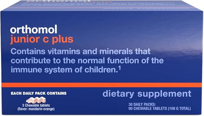 Orthomol Immun Junior C Plus, Kid's Multivitamin, Tangerine Flavor, 30-Day Supply