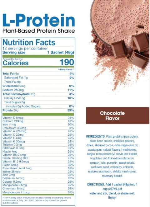 ProLon Longevity Plant Based Protein Powder | Muscle Synthesis & Repair, Healthy Aging, Boost Performance | Vitamins, Gluten Free, Amino Acids, Antioxidants | 25g of Protein | Chocolate, 12 Packets