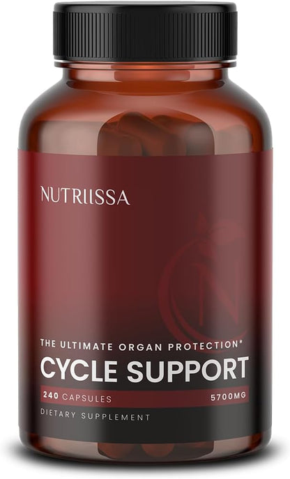 Nutriissa Cycle Support - Premium Kidney & Liver Detox - Organ Defense for Bodybuilders & Weightlifters - EPEB Certified for Purity & Potency - 400mg TUDCA & 1000mg NAC - Vegan, 240 Capsules