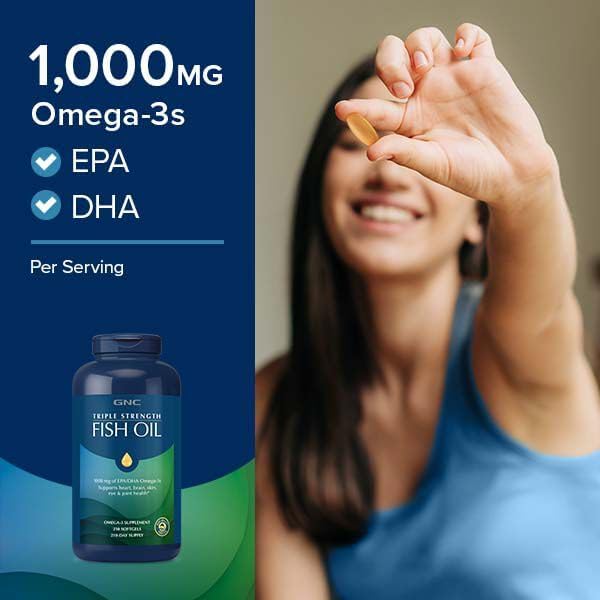 GNC Triple Strength Omega-3 Fish Oil Mini's 1000mg | Heart, Brain, Joint & Eye Support with EPA & DHA | Non-GMO Gluten Free | 120 Mini Softgels