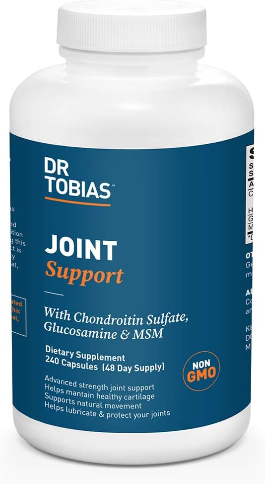 Dr. Tobias Joint Support Supplement with Glucosamine Chondroitin MSM, Supports Joint Health, Function & Flexibility, Extra Strength Joint Supplements for Men & Women, 240 Capsules