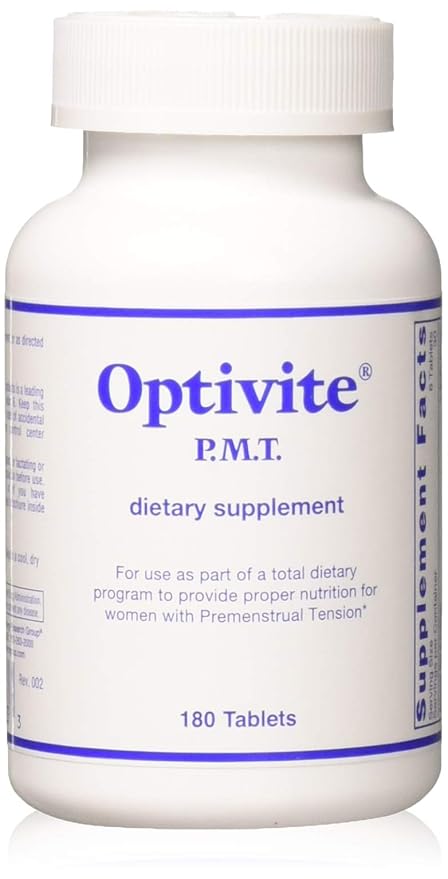 Optimox Optivite PMT Supplement - PMS Support Supplement for Women, Hormonal Balance, Womens Multivitamins, PMS Relief, Magnesium Supplement, Vitamin C and D3, Iron Tablets - 180 Count (Pack of 3)