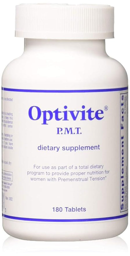 Optimox Optivite PMT Supplement - PMS Support Supplement for Women, Hormonal Balance, Womens Multivitamins, PMS Relief, Magnesium Supplement, Vitamin C and D3, Iron Tablets - 180 Count (Pack of 3)