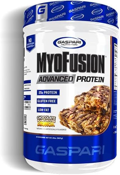 Gaspari Nutrition Myofusion Advanced Protein, Protein Blend with Whey Protein, Casein Protein and Isolate Protein, Low Fat and Gluten Free (Chocolate Peanut Butter Crunch, 2 Pound)