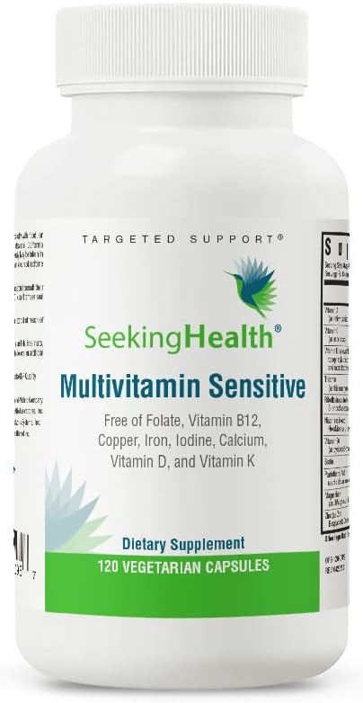 Seeking Health Multivitamin Sensitive - Antioxidant Support Supplement with Coenzyme Q10 - Daily Vitamin with Biotin, Selenium & Vitamin C - Multivitamin Free of Folate - 120 Capsules