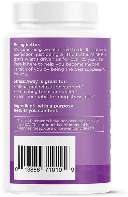 nbpure Stress Away All-Natural Stress Management Supplement Capsules, 100 Count