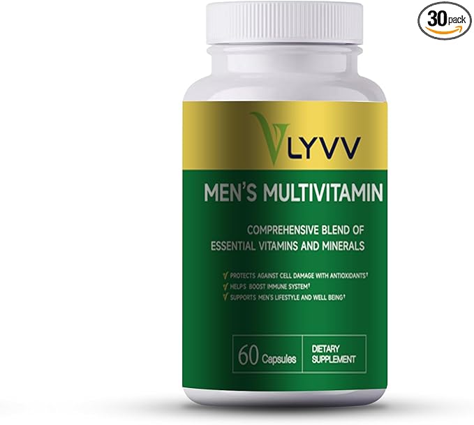 Lyvv Men's Multivitamin, Comprehensive Blend of Essential Vitamins and Minerals, 60 Capsules