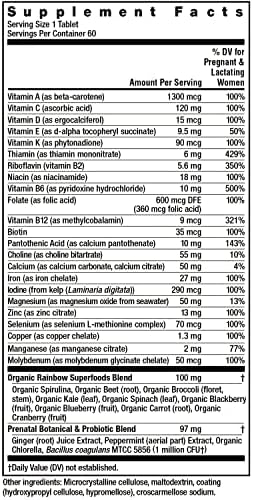Rainbow Light High-Potency Prenatal One Multivitamin, Prenatal Health Multivitamin Supports Mom's Health and Baby's Development, With Vitamin C, Vegan, 60 Count