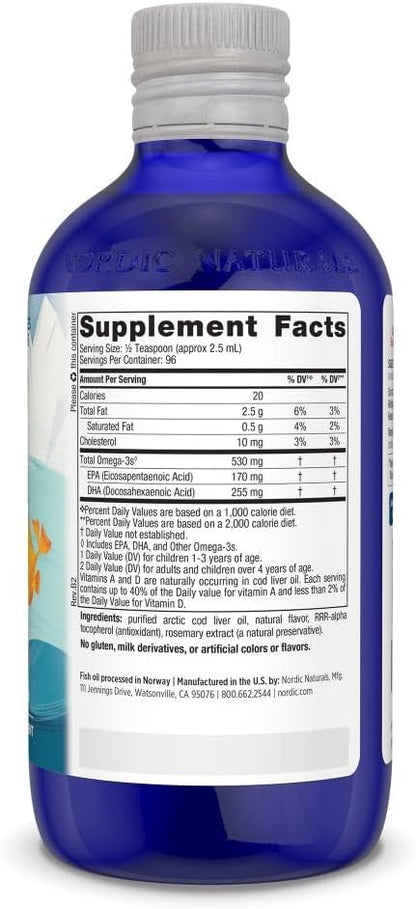Nordic Naturals Children’s DHA, Orange - 8 oz for Kids - 530 mg Omega-3 with EPA & DHA - Brain Development & Function - Non-GMO - 96 Servings