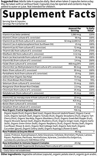 Garden of Life Multivitamin for Women - Vitamin Code 50 & Wiser Women's Raw Whole Food Vitamin Supplement with Probiotics, Vegetarian, 120 Count