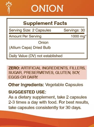 Secrets of the Tribe Onion 60 Capsules(2 pcs.), 1000 mg, Onion (Allium Cepa) Dried Bulb (2x60 Capsules)