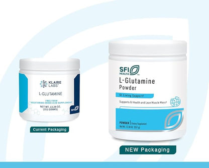 Klaire Labs L Glutamine Powder - 5000mg Free-Form & Hypoallergenic Amino Acid - Supports Muscle Recovery, Immune Support and GI Health - Non Dairy & Gluten Free (351 G / 60 Servings)