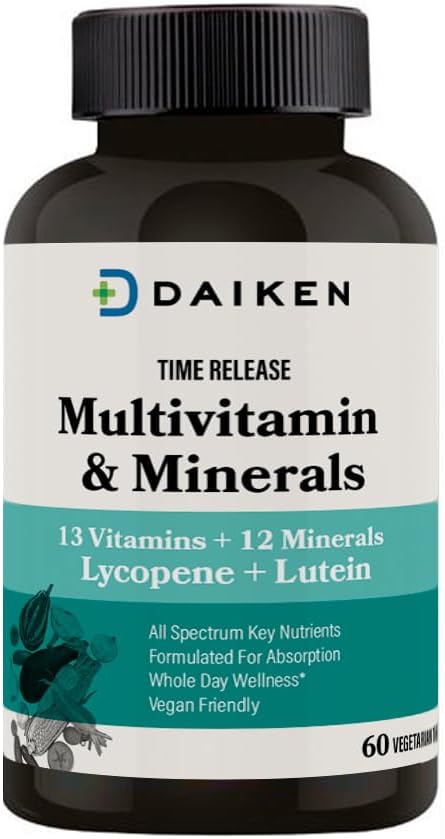 DAIKEN 27 Full Spectrum Mini Multivitamin with Lutein, Lycopene & Folic Acid, Time Released Multivitamin for Women & Men, Vegan & Easy to Swallow, 60 Mini Vitamins Tablets