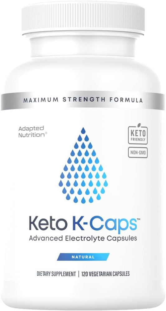 Keto K-Caps Electrolyte Capsules | Keto Approved Electrolyte Supplement | Hydrate Fast & Beat Leg Cramps | 700mg Potassium, Sodium, Magnesium | No Maltodextrin | 120 Caps