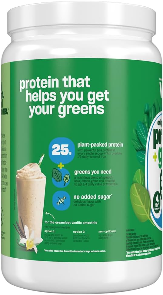Vega Protein and Greens Protein Powder, Vanilla - 20g Plant Based Protein Plus Veggies, Vegan, Non GMO, Pea Protein for Women and Men, 1.3 lbs